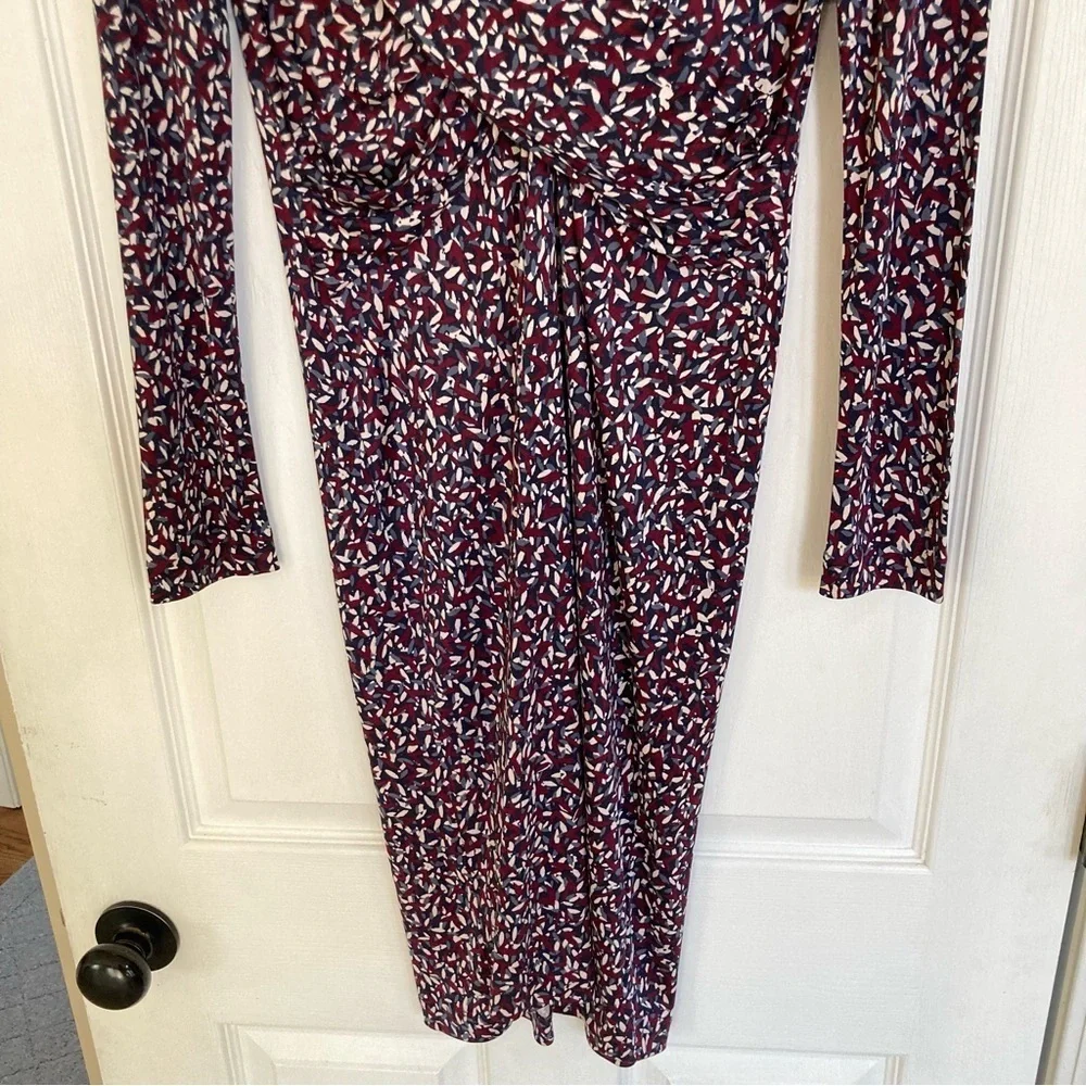 Tory Burch Silk Interlock Twist Dress in Red Confetti Print, Size S